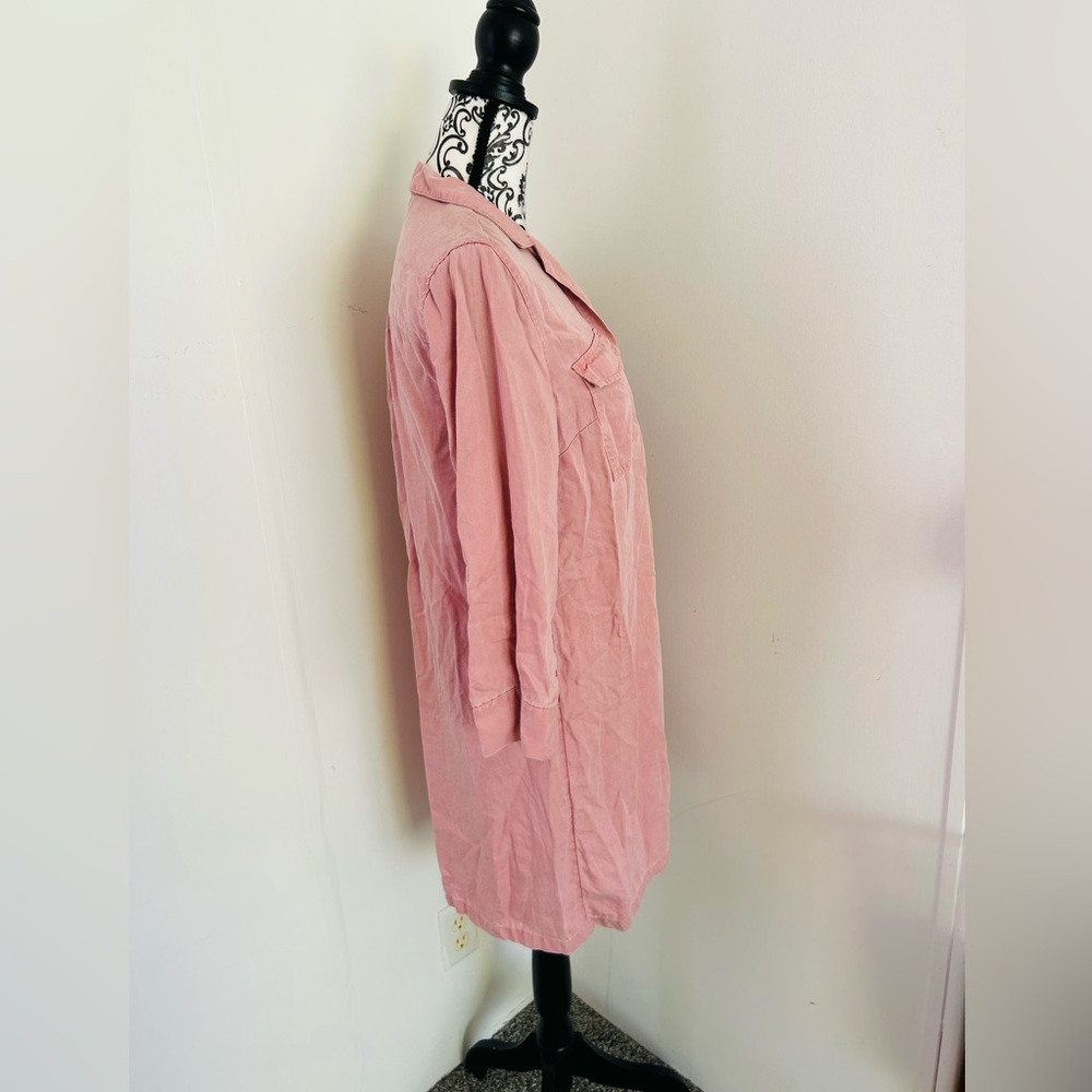Old Navy Women’s Light Pink Popover Button Front Twill Tencel Shirt Dress Sz M - Picture 5 of 12